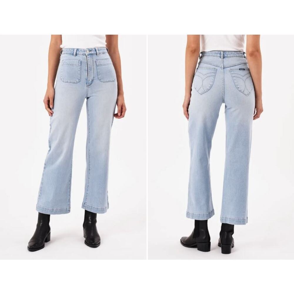 NWT! ROLLA'S WOMEN‎ Sailor Sophie Crop Wide Leg Jeans Light Blue SIZE-27 - Picture 4 of 12